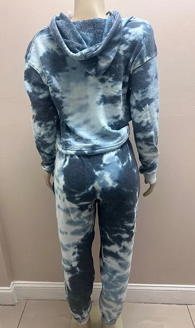 Women's Tracksuits Sweatshirt Hoodie Tie Dye Outfit Joggers Two Piece Set